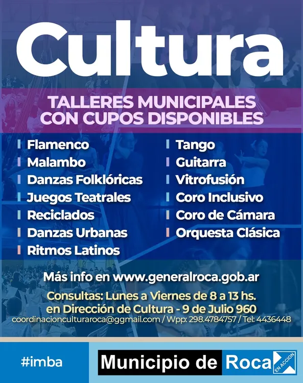 TALLERES CULTURA CON CUPOS