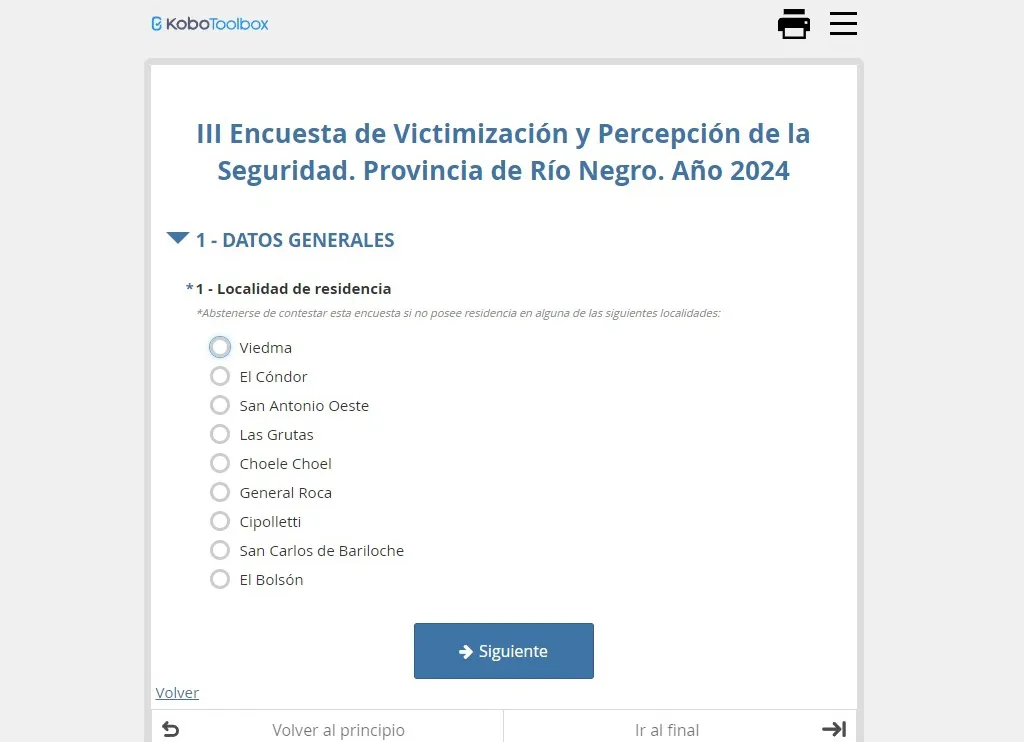 ENCUESTA SOBRE INSEGURIDAD EN RIO NEGRO