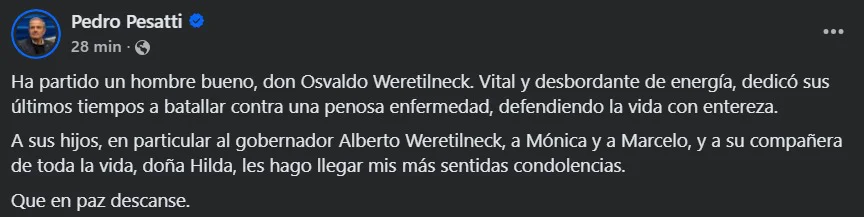 posteo pedro pesatti osvaldo weretilneck