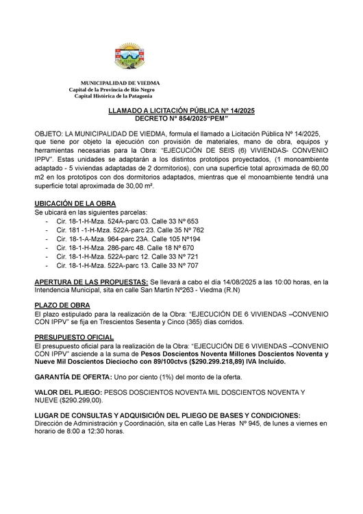 Prensa - Publicacion de licitacion publica num 14-2025