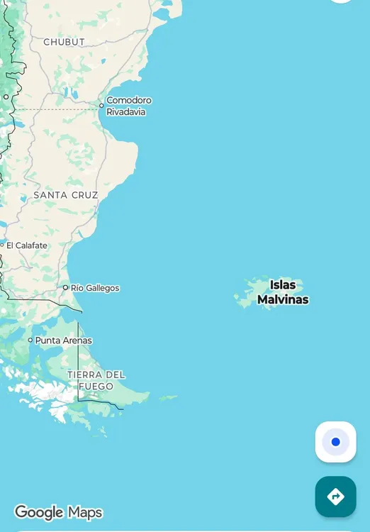 GOOGLE MAPS ISLAS MALVINAS