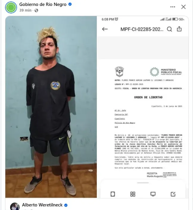 ALBERTO WERETILNECK, POSTEO, DELINCUENTE, Franco Adrián Lautaro Flores